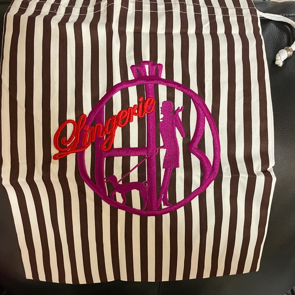 Henri Bendel Travel Lingerie Drawstring Bag with Embroidered Dog